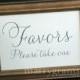 Wedding Favors Table Card Sign - Wedding Reception Seating Signage - Matching Numbers Available SS01