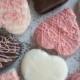 Brownies, Wedding  Brownie Hearts 3 Inch Brownies Coated With Chocolate, Pink, White, Chocolate 12 Hand Made Hearts