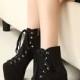 Fashion Style Color Block Warmer Hight Heel Boots Red Red BT1395