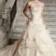 Empire A-line Strapless Wave Ruching Brush Train Lace Wedding Dresses WE4461