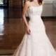 A-line Strapless Lace Brush Train Organza Wedding Dresses WE4459