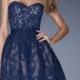 2014 Navy Blue Sweetheart Lace Cover Short Prom Dress