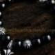 Chrome Hearts Big Cross Pendant Black Agate Beads Bracelet