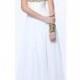 Chiffon Embellished White Floor-Length Cap Sleeve Dress