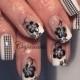 Nail art: Houndstooth and flower