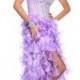 Lilac Beaded Corset Cheap High Low Prom Dresses