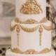 White And Gold Baroque Wedding Cake