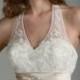 A-line Halter Lace/Appliques/Sashes/Beading Chapel Train Luxurious Natural Lace Wedding Dresses WE2679