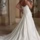 A-line Strapless Appliques/Lace/Beading/Sequins/Buttons Cathedral Train Elegant Natural Satin/Lace Wedding Dresses WE2674