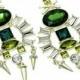deco spike earrings (emerald)