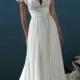 Sexy A-line V-neck Ruching Sweep Train Chiffon Wedding Dresses WE0116