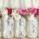 ivory lace covered mason jar vases, wedding decoration, engagement, anniversary or home deocration