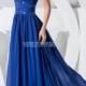A-line One-shoulder Floor Length Blue Chiffon Bridesmaid Dress