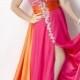 Bicolor Chiffon And Elastic Satin High Slit Plus Size Prom Dress PD0966