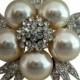 Bridal Simulated Diamond Crystals Pearls Vintage Brooch Pin
