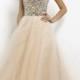 Champagne Gold Sparkly Top Iridescent Beaded Waist Blush Dress 2014