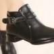 Korean Style Zip Embellished Low Heels Short Boot Black BT0371