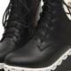 Korean Style Woolen Embellished Low Heels Boot Black BT0380