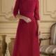 A-line 3/4 Length Sleeve Ankle-length Elegant Natural Burgundy Satin Mother Dresses WE4559