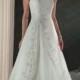 A-line Tea-length Empire Spaghetti strap Princess Wedding Dresses WE1090