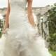 Embroidered Lace Appliques On Ruffled Organza Wedding Dresses(HM0257)