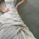A-line Strapless Appliques/Beading/Flowers/Lace/Ruching Cathedral Train Princess Glamorous Natural Taffeta/Lace Wedding Dresses WE2684