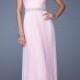 Pink Lace Neck Cap Sleeves Sequined Waist Evening Dress Cheap