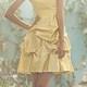 Mini Knee-length A-line Princess/ Strapless Yellow Ruching/ Sheath Celebrity Dresses WE1113