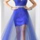 Royal Ruched Jewels Beaded V Neck Illusion Low Back High low Dress