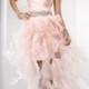 Pink Strapless Beaded Waist Ruffled Lace Up Back High Low Dress