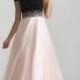 Black Pink Square Neck Cap Sleeves Sequined Waist Ball Gown
