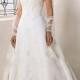 A-line Strapless Lace/Appliques Cathedral Train Elegant Natural Lace Wedding Dresses WE2646