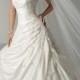 A-line Strapless Sleeveless Appliques/Ruching/Beading Empire Cathedral train Satin/Lace Wedding Dresses WE2645