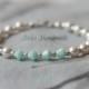 White Swarovski Pearl & Mint Crystal Bridal Bracelet