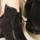 Western Style High Heels Shoes Short Boot Black BT0673