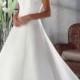 A-line out-off-shoulder Empire Sweep-train Floor-length Wedding Dresses WE1627