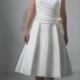A-line Tea-length V-neck Empire Spaghetti strap Princess Wedding Dresses WE1645