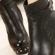 Casual Style Rabbit Hair Embellished Chunky Heels Boots Black BT0192