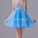 Find Your Sweetheart Sheath Mini Blue Organza Prom Dress With Beading Sequins(Zj6883) Here ,Wanweier Prom Dresses - A perfect moment for you.