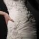Mermaid V-neck Spaghetti Straps Applique Chapel Train Organza White Wedding WE4085