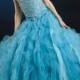 A line Halter Beading Ruched Waistband Blue Organza Girl Pageant Dress, Flower Girl Dresses - 58weddingdress.com