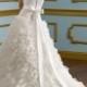 A-line Strapless Ruching Brush Train Organza Wedding Dresses WE4045