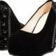 New Style Rivet Embellished Platform Heels Shoes Black Black W0051