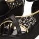 Fashion Style Thick Heels Wedge Shoes Slippers Gold SP0050