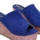 Sweet Style Fish Mouth Sandals Shoes Blue Blue SP0042