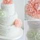 Rüsche-Hochzeits-Kuchen mit Pale Coral Und Minze Blumen