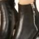 Korean Style Metal Embellished Low Heel Short Boot Black BT0599