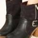 Korean Style Low Heel Shoes Flat Boot Black BT0591