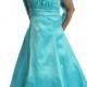 Blue Satin A Line Ruched Bow Back Fitted Square Shawl Matching Junor Pageant Dress