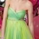 Yellow Green Pleated Strapless Dress for Prom